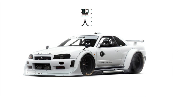 white gtr r34 wallpaper